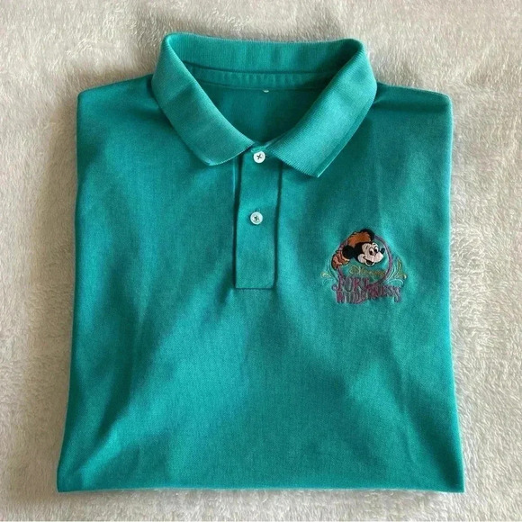 VTG Fort Wilderness Walt Disney World Mickey Crocket Polo Shirt S/M Small RARE - Picture 1 of 9